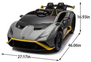 taoruifang Lamborghini Huracan Sto 24V Kids Electric Ride-On Drift Car: Speeds 1.86-5.59 MPH, Ages 3-8, Foam Front Wheels, 360° Spin, LED Lights, Dynamic Music, Early Learning, USB Port, Drift Feature