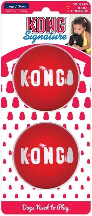 KONG Signature Ball Dog Toy Red Large 2 Pack