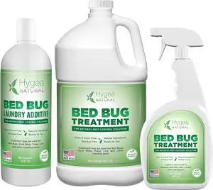 Hygea Natural Exterminator Combo Pack, Non Toxic Treatment, Natural Bugs & Lice Eradicator, Includes Bed Bug Spray 24 oz, Refill 128 oz & Laundry Treatment 32 oz