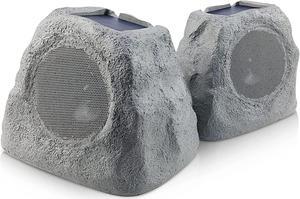 iHome Rechargeable Bluetooth Outdoor Solar Rock LED Speaker Set with Multilink
