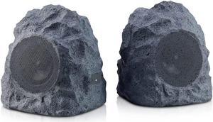 iHome Rechargeable Bluetooth Outdoor Rock Speaker Set of 2 Gray with TWS Linking
