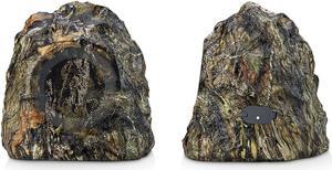 iHome Rechargeable Bluetooth Outdoor Mossy Country Camo Rock Speakers Set of 2