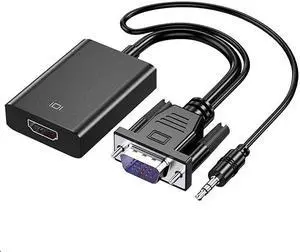HDCO-VGAM2 1080P VGA Male to HDMI Female Converter with 3.5mm Audio Cable