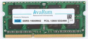 Avarum 4GB DDR3L 1600MHz SODIMM PC3L-12800 2Rx8 1.35V CL11 Non-ECC Unbuffered 204-Pin SO-DIMM Notebook Laptop RAM Memory Upgrade Module