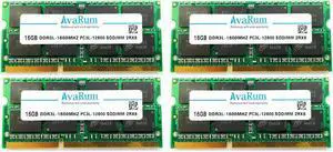 AVARUM RAM 64GB Kit 4X16GB DDR3L-1600Mhz PC3L-12800 2RX8 SO-DIMM Replacement for Crucial CT204864BF160B