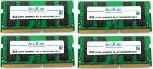 Avarum 64GB Kit (4x16GB) DDR4 2666MHz SODIMM PC4-21300 Non-ECC CL19 1.2V 2Rx8 260-Pin SO-DIMM Laptop Notebook Computer RAM Memory Upgrade Module