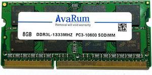 Avarum 8GB DDR3L 1333MHz SODIMM PC3L-10600 204-Pin 2Rx8 1.35V CL9 Non-ECC Unbuffered Notebook Laptop RAM Memory Upgrade Kit