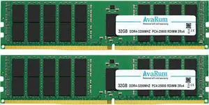 AVARUM RAM 64GB (2x32GB) DDR4-3200 PC4-25600 2Rx4 ECC Registered Server Memory