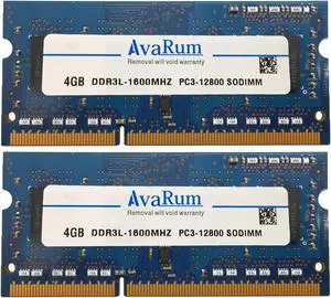 8GB (2X4GB) DDR3L-1600Mhz (PC3L 12800) SODIMM 1Rx8 Memory for Laptops by Avarum Ram