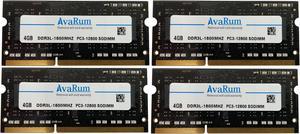 16GB (4X4GB) DDR3L-1600Mhz (PC3L 12800) SODIMM 1Rx8 Black Memory for Laptops by Avarum Ram
