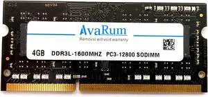 4GB DDR3L-1600Mhz (PC3L 12800) SODIMM 1Rx8 Black Memory for Laptops by Avarum Ram