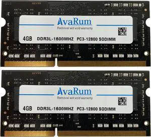 8GB (2X4GB) DDR3L-1600Mhz (PC3L 12800) SODIMM 1Rx8 Black Memory for Laptops by Avarum Ram