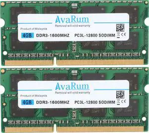 8GB (2X4GB) DDR3L-1600Mhz (PC3L 12800) SODIMM 2Rx8 Memory for Laptops by Avarum Ram