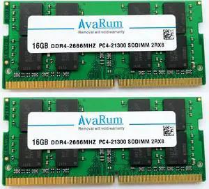 32GB KIT (2X16GB) DDR4-2666Mhz (PC4-21300) SODIMM 2Rx8 Memory for Laptops Notebooks by Avarum Ram