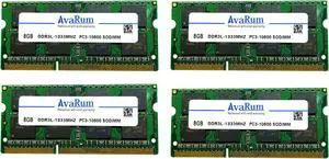 Avarum 32GB Kit (4x8GB) DDR3L 1333MHz SODIMM PC3L-10600 204-Pin 2Rx8 1.35V CL9 Non-ECC Unbuffered Notebook Laptop RAM Memory Upgrade Kit
