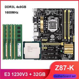 Asus Z87-K motherboard combo with Xeon E3-1230V3 LGA 1150 CPU 4pcs X 8GB = 32GB 1600MHz DDR3L memory by Avarum Ram
