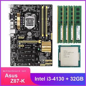 Asus Z87-K Motherboard Combo Set with Intel Core i3-4130 LGA 1150 CPU 4pcs X 8GB = 32GB 1600MHz DDR3L Memory by Avarum Ram