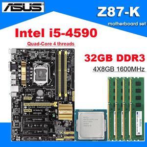 Asus Z87-K Motherboard Combo Set with Intel Core i5-4590 LGA 1150 CPU 4pcs X 8GB = 32GB 1600MHz DDR3L Memory by Avarum Ram