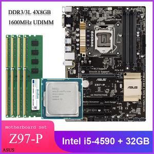 ASUS Z97-P HDMI SATA 6Gb/s USB 3.0 Intel Motherboard Combo Set with Intel Core i5-4590 LGA 1150 CPU 4pcs X 8GB = 32GB 1600MHz DDR3 Memory by Avarum Ram