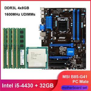 MSI B85-G41 PC Mate LGA 1150 B85 HDMI Motherboard Combo Set with Intel Core i5-4430 LGA 1150 CPU 4pcs X 8GB = 32GB 1600MHz DDR3L 1.35V Memory by Avarum Ram