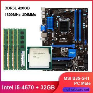 MSI B85-G41 PC Mate LGA 1150 B85 HDMI Motherboard Combo Set with Intel Core i5-4570 LGA 1150 CPU 4pcs X 8GB = 32GB 1600MHz DDR3L 1.35V Memory by Avarum Ram