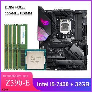 Asus ROG STRIX Z390-E GAMING ATX Desktop Motherboard Combo Set with Intel Core i5-7400 LGA 1151 CPU 4pcs X 8GB = 32GB 2666MHz DDR4 Memory by Avarum Ram