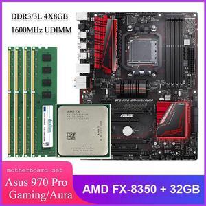ASUS 970 PRO GAMING/AURA 970 AM3+ ATX Gaming Motherboard Combo Set with AMD FX-8350 8-Core CPU 4pcs X 8GB = 32GB DDR3L 1600MHz Memory by Avarum Ram