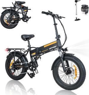 HITWAY Electric Bike for Adults 20" x4.0 Fat Tire Electric Bicycle with 750W Motor,48V 12AH Removable Battery E Bike Long Range 20-55mile with 7 Gears Foldable Ebkie