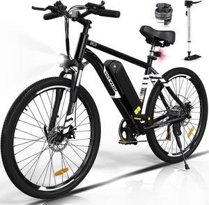 HITWAY Electric Bike for Adults, 26" E Bike 500W Removable Electric Bike, 36V/12Ah Mountain Bike Snow Beach Bicycle with 7 Gears Black/Black
