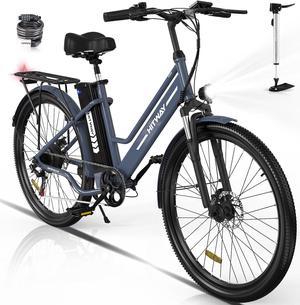 HITWAY Electric Bike for Adults 26" x2.35 Fat Tire Electric Mountain Bike with 500W Motor, Ebkie with 36V 15AH Removable Battery Bicycle, Long Range 21-55mile with 7 Gears E Bike Blue/Blue