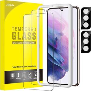 JETech Screen Protector for Samsung Galaxy S21 6.2-Inch with Camera Lens Protector, Easy Installation Tool, Tempered Glass Film, HD Clear, 2-Pack Each