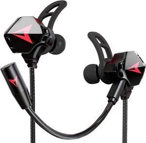 KASOTT Battle Buds Pro in-Ear Gaming Headset with Dual Microphone, Mute and Volume Control, Gaming Earphones Wired for Mobile Gaming, Nintendo Switch, Xbox One, PS, PC (1#-Black)