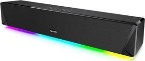 Computer Speakers, Bluetooth Computer Soundbar, 3.5mm Aux-in Computer Speakers for Desktop Monitor, Computer Sound Bar with Deep Impactful Bass, Gaming Speakers for PC Powered by AC Adapter