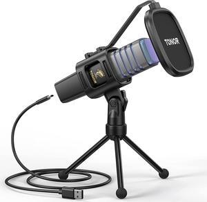 RGB USB Microphone, Cardioid Condenser Computer PC Mic with Tripod Stand, Pop Filter, Shock Mount for Gaming, Streaming, Podcasting, YouTube, Twitch, Compatible with Laptop Desktop,TC30 with RGB