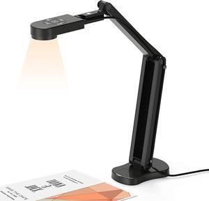 Kitchbai 4K USB Document Camera for Teacher, 8MP Webcam & Visualiser for A3 Size with Dual Microphones, 3-Level LED Light, Image Invert, Foldable for Live Demo, Work with Windows, macOS and Chrome OS