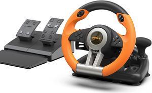 PXN PC Racing Wheel, V3II 180 Degree Universal USB Car Sim Game Steering Wheel with Pedals for PS3, PS4, Xbox One, Xbox Series X/S, Switch (Orange)