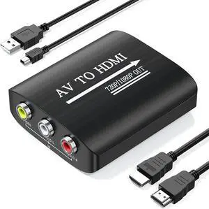 AV to HDMI Converter with HDMI Cable RCA to HDMI Converter for PS1 PS2 PS3 Xbox N64 WII SNES VHS VCR Blue-Ray DVD Players STB AV to HDMI Converter with HDMI Cable RCA to HDMI Converter for PS1 PS2 PS3 Xbox N64 WII SNES VHS VCR Blue-Ray DVD Players STB