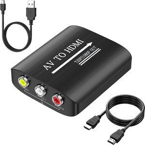 RCA to HDMI,AV to HDMI Converter,Composite to HDMI Converter Compatible with WII,PS One,PS2,PS3,STB,Xbox,VHS,VCR,Blue-Ray DVD,with 3.3ft HDMI Cable