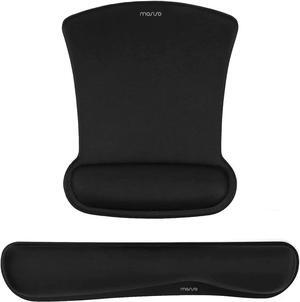Wrist Rest Support for Mouse Pad & Keyboard Set Ergonomic Mousepad Non-Slip Base Home/Office Pain Relief & Easy Typing Cushion with Neoprene Cloth & Raised Memory Foam Black