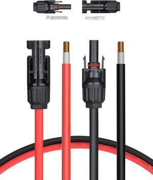 30 Feet 10AWG Solar Extension Cable with Female and Male Connector with Extra Pair of Connectors Solar Panel Adaptor Kit Tool (30FT Red + 30FT Black)
