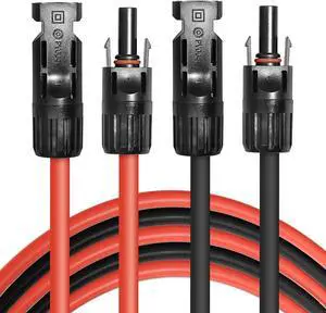5FT 10AWG / 6mm² Solar Panel Extension Cable Wire, Set of 2 | Black + Red, Solar Adaptor Cable with Female and Male Connector 5FT 10AWG / 6mm² Solar Panel Extension Cable Wire, Set of 2 | Black + Red, Solar Adaptor Cable with Female and Male Connector