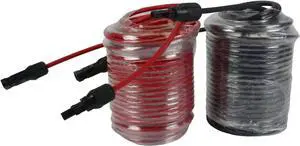 Temco 1 Pair 100 ft MC4 Solar Panel Extension Black + Red Connector Male Female 10 AWG Gauge PV Cable Wire Temco 1 Pair 100 ft MC4 Solar Panel Extension Black + Red Connector Male Female 10 AWG Gauge PV Cable Wire