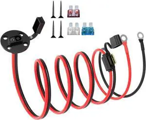 ELFCULB SAE Power Socket Sidewall Port to O Ring 12AWG 5FT for RVs | SAE sidewall port to ring cable with tinned copper wire and four fuses for RV battery access and solar charging. ELFCULB SAE Power Socket Sidewall Port to O Ring 12AWG 5FT for RVs | SAE sidewall port to ring cable with tinned copper wire and four fuses for RV battery access and solar charging.