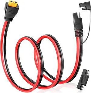 ELECTOP 10AWG SAE to XT60 Connector Extension Cable, SAE Plug XT60 Female Adapter Charger Solar Panel Cable Connector Kit for Solar Generator Portable Power Station with Polarity Reverse Adapter ELECTOP 10AWG SAE to XT60 Connector Extension Cable, SAE Plug XT60 Female Adapter Charger Solar Panel Cable Connector Kit for Solar Generator Portable Power Station with Polarity Reverse Adapter