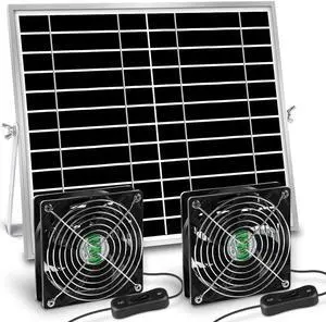 Solar Powered Fan, Solar Fan for Shed, Chicken Coop, Greenhouse, Outside with Two IPX7 Waterproof 5In Fans 13Ft On/Off Switch Cable Exhaust Intake Mounting Way and Installation Kits Solar Powered Fan, Solar Fan for Shed, Chicken Coop, Greenhouse, Outside with Two IPX7 Waterproof 5In Fans 13Ft On/Off Switch Cable Exhaust Intake Mounting Way and Installation Kits
