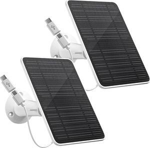 Solar Panel for Security Camera, 5W Solar Panel Charger Compatible with Eufycam 3/3C/2/2 Pro/2C/2C Pro/E/E20/E40/L20/L40/Solo/SoloCam Spotlight, Micro USB&USB-C Port IP65 Waterproof 10ft Cable, 2 Pack