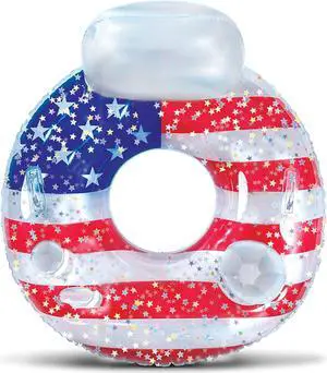 POZA Inflatable USA Pool Float - Luxurious Fun Lounger Filled with Sparkle Silver Stars Confetti, Cool USA Flag Design Water Swimming Pool Floaties for Beach, Lake & Pool POZA Inflatable USA Pool Float - Luxurious Fun Lounger Filled with Sparkle Silver Stars Confetti, Cool USA Flag Design Water Swimming Pool Floaties for Beach, Lake & Pool