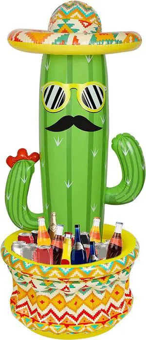 Triumpeek Inflatable Cactus Cooler, 55" Fiesta Cactus Ice Bucket Wearing Sombreros for Summer Swimming Pool Hawaiian Themed Party Supplies Triumpeek Inflatable Cactus Cooler, 55" Fiesta Cactus Ice Bucket Wearing Sombreros for Summer Swimming Pool Hawaiian Themed Party Supplies