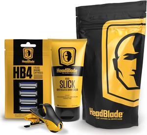 Moto Men's Head Shaving Starter Kit with 5oz HeadSlick Shaving Cream, Shaving Razor, Blade Refills