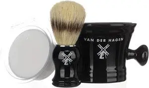 Van Der Hagen® Luxury Shaving Set - Total Men's Wet Shaving Kit w/Boar Bristle Brush, Scented Luxury Soap, Stand and Apothecary Mug
